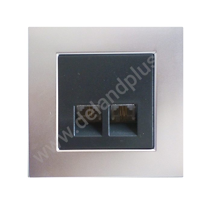 دوقلو نقره ای سوکت تلفن دوقلو مدل مکانیزم آسا نقره ای