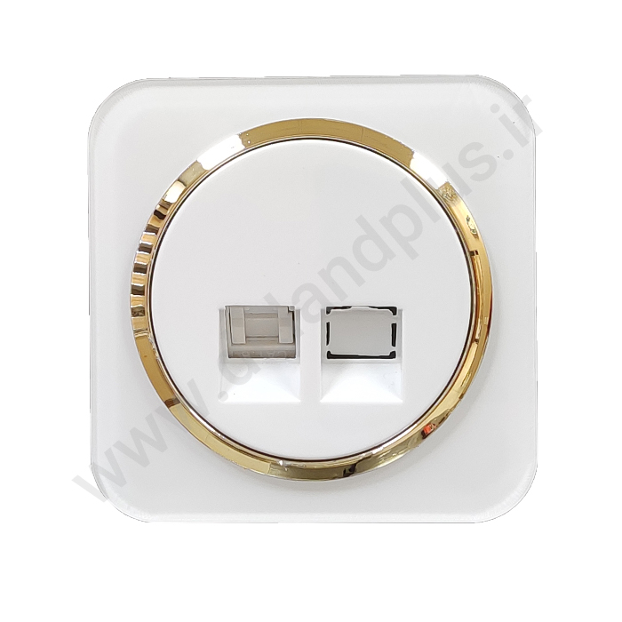 تلفن تک سوکت مدل آدا پلکسی سفید زه طلایی (مکانیزم قاب زه طلایی)