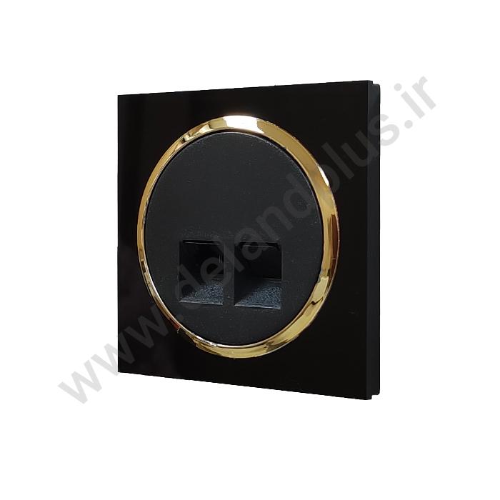 تلفن تک سوکت مدل آوا پلکسی مشکی زه طلایی (مکانیزم قاب زه طلایی)