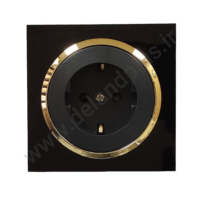 ارت آوا مشکی زه طلایی پریز برق ارت دار مدل آوا پلکسی مشکی زه طلایی