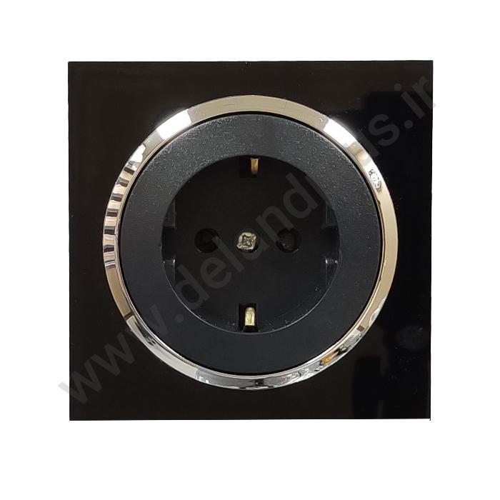 ارت آوا مشکی زه نقره ای پریز برق ارت دار مدل آوا پلکسی مشکی زه نقره ای