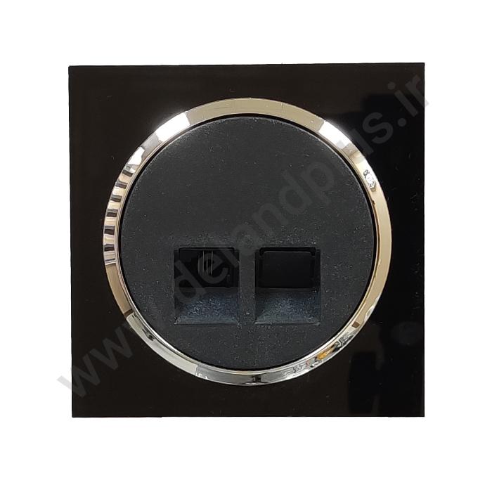 شبکه آوا مشکی زه نقره ای سوکت شبکه Cat6 مدل آوا پلکسی مشکی زه نقره ای