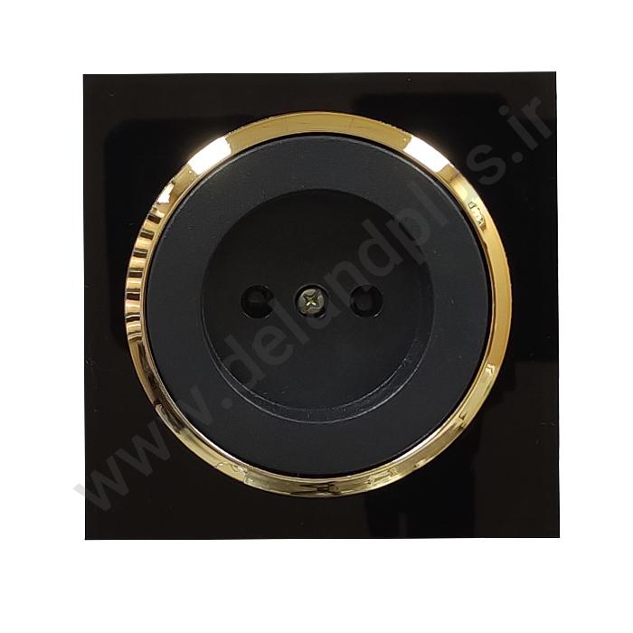 پریز برق آوا مشکی زه طلایی پریز برق ساده مدل آوا پلکسی مشکی زه طلایی