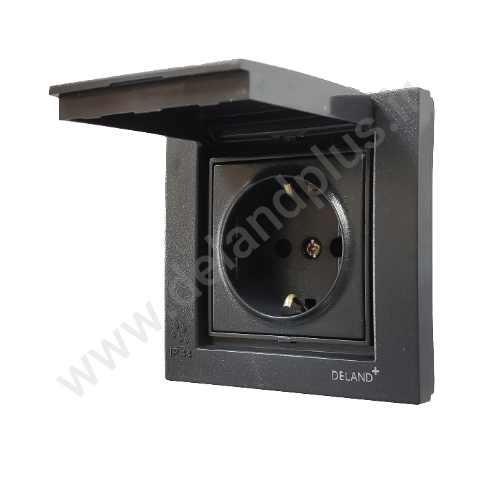 پریز برق ارت دار مدل بارانی توکار آسا مشکی