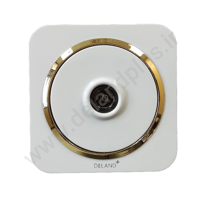 فیش آنتن مدل آدا ساده سفید زه طلایی (مکانیزم قاب زه طلایی)