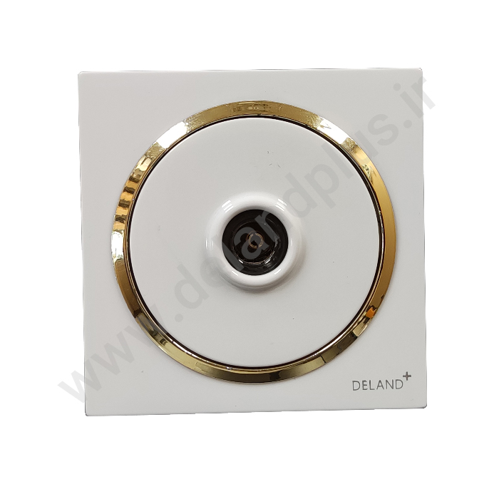 فیش آنتن مدل آوا ساده سفید زه طلایی (مکانیزم قاب زه طلایی)