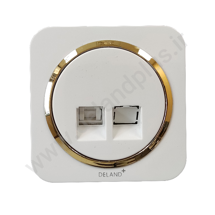 تلفن تک سوکت مدل آدا ساده سفید زه طلایی (مکانیزم قاب زه طلایی)