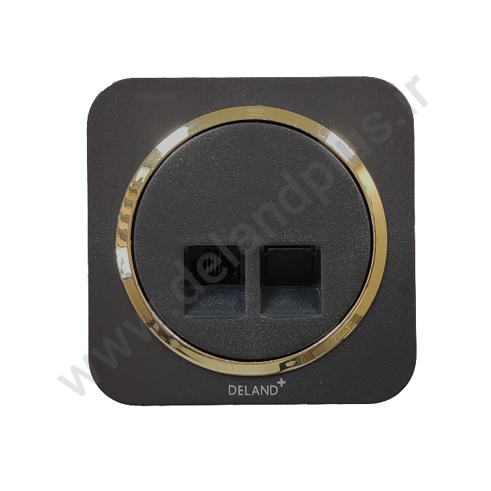 سوکت شبکه Cat6 مدل آدا ساده مشکی زه طلایی (مکانیزم قاب زه طلایی)