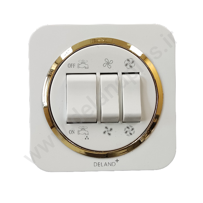 کلید کولر مدل آدا ساده سفید زه طلایی (مکانیزم قاب زه طلایی)