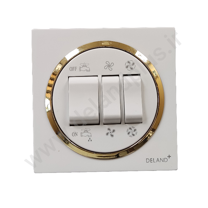 کلید کولر مدل آوا ساده سفید زه طلایی (مکانیزم قاب زه طلایی)