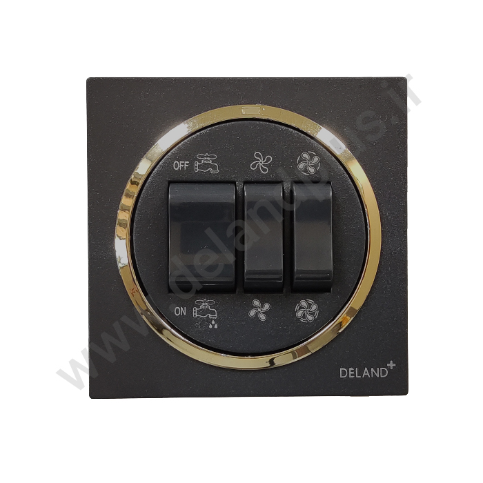 کلید کولر مدل آوا ساده مشکی زه طلایی (مکانیزم قاب زه طلایی)