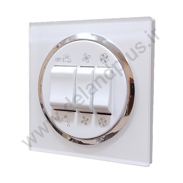 کلید کولر مدل آوا پلکسی سفید زه نقره ای (مکانیزم قاب زه نقره ای)