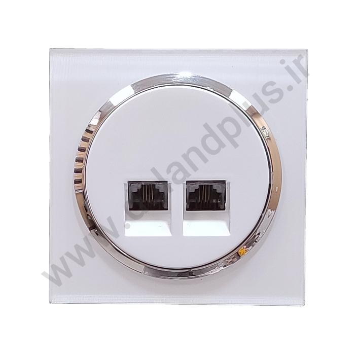 سوکت تلفن دوقلو مدل آوا پلکسی سفید زه نقره ای