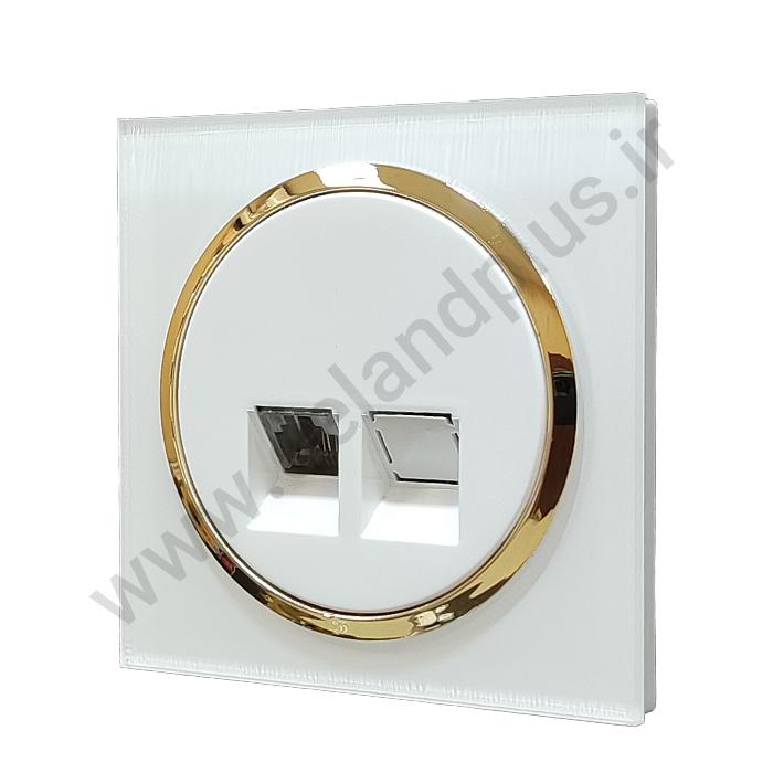 تلفن تک سوکت مدل آوا پلکسی سفید زه طلایی (مکانیزم قاب زه طلایی)