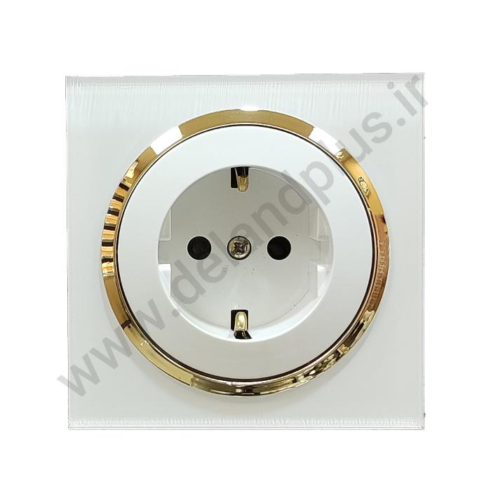 ارت-آوا-زه-طلایی پریز برق ارت دار مدل آوا پلکسی سفید زه طلایی