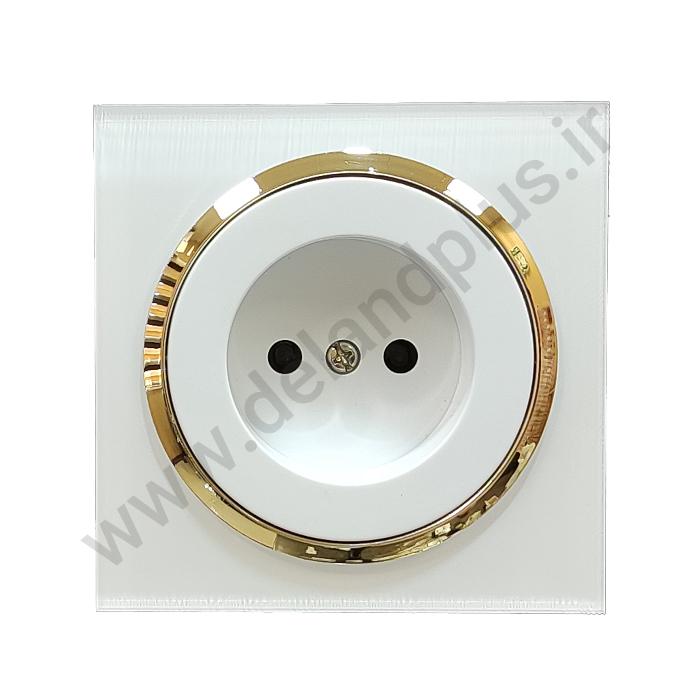 برق-آوا-زه-طلایی پریز برق ساده مدل آوا پلکسی سفید زه طلایی
